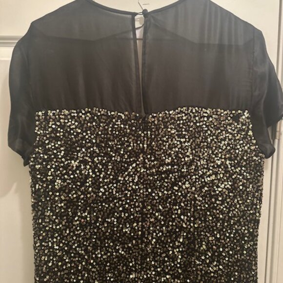 St. John Black and Gold Sequined Silk Evening Gown - Picture 8 of 10